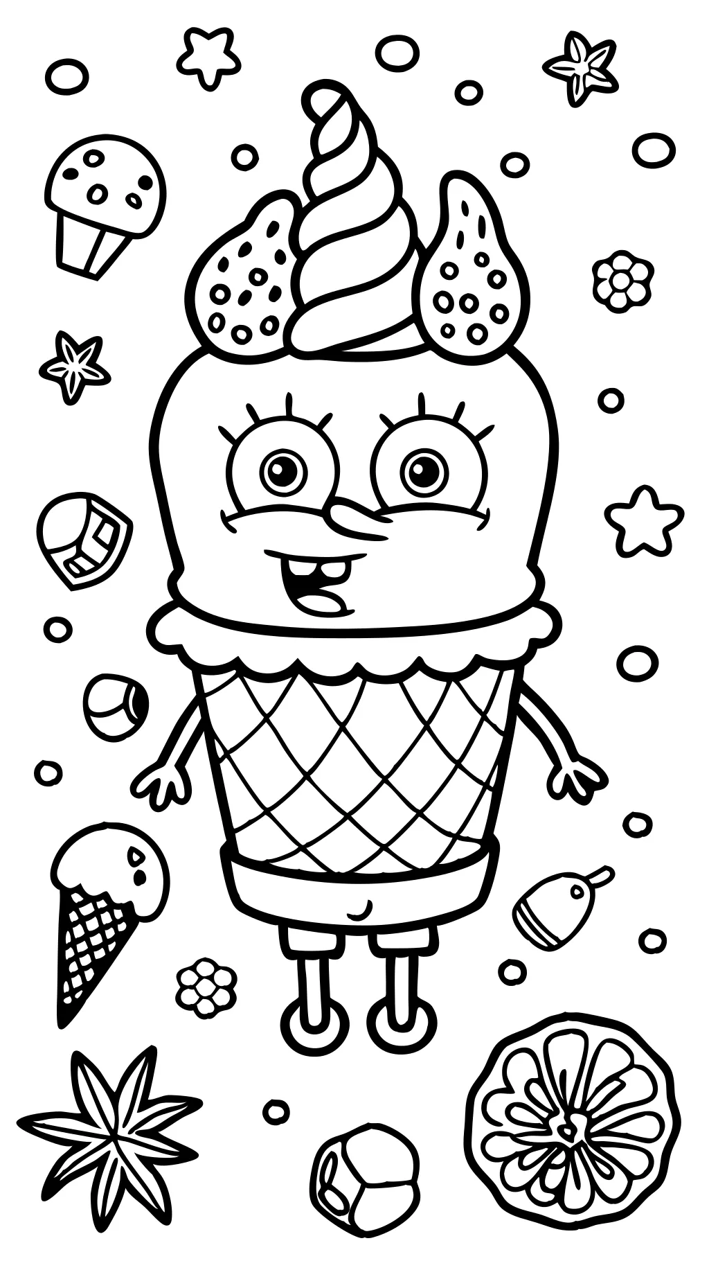 Bob Esponja como helado para colorear